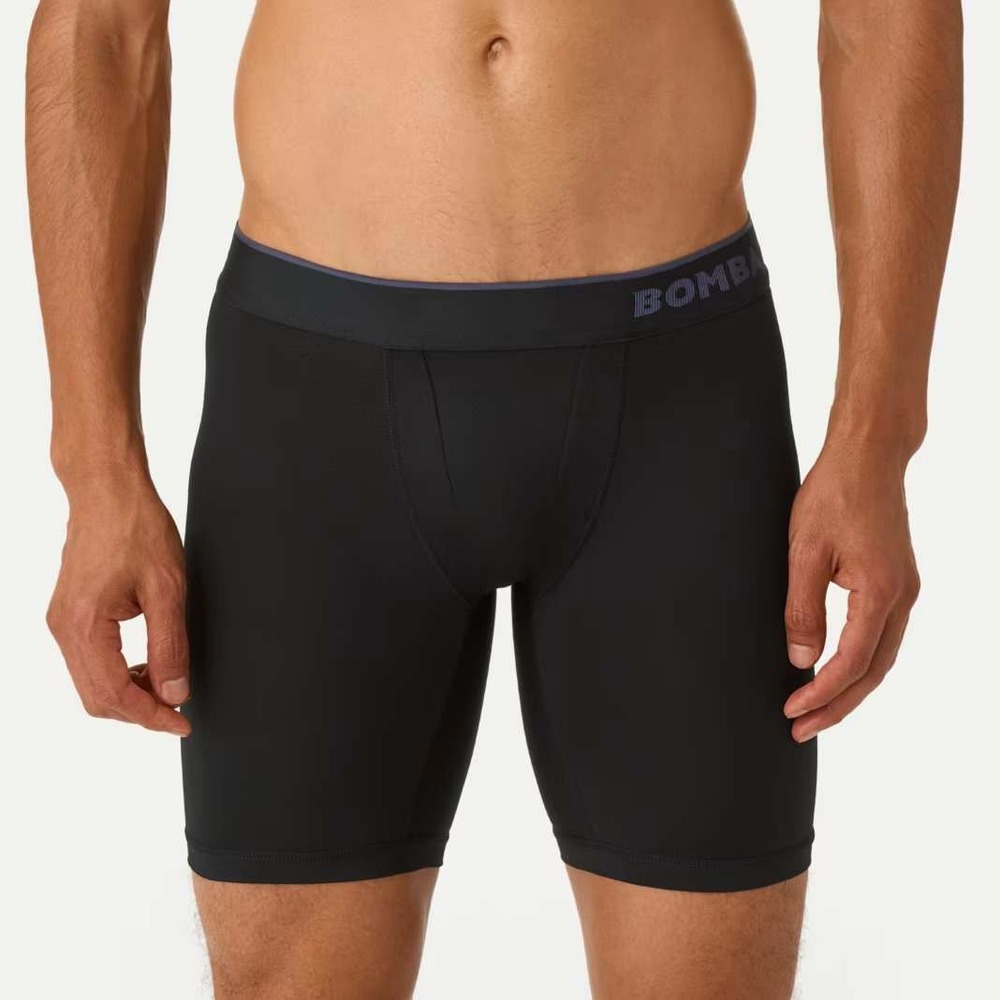 Bombas Mens Sport Flyless Boxer Brief Black‎ Large 9048 Nylon Elastane New